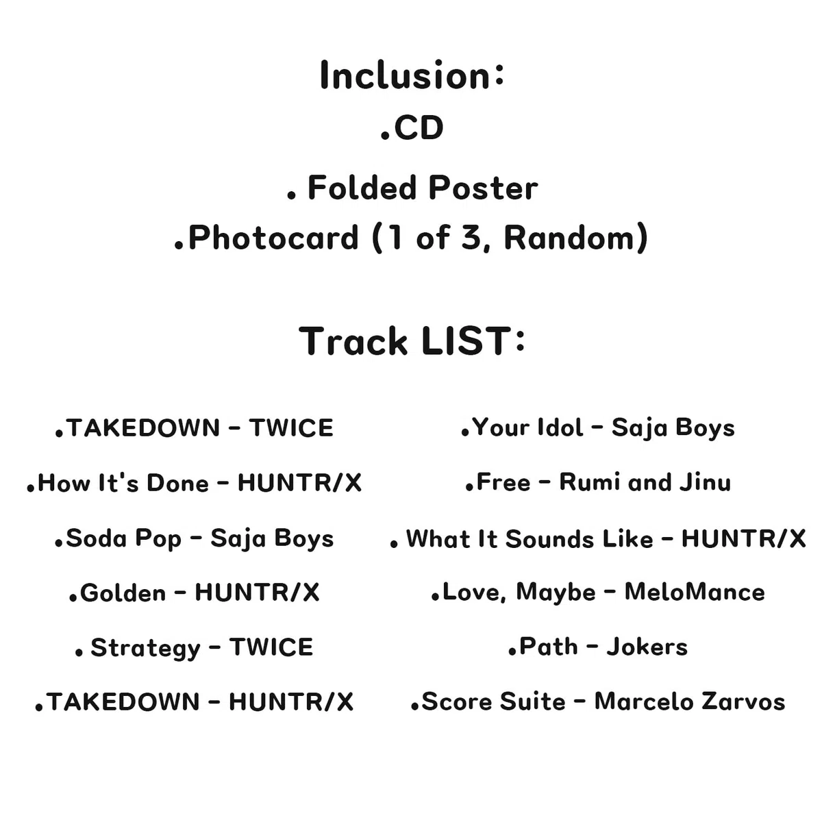 K-POP Sound Track Album - [Kpop Demon Hunters] Folded Poster + Photocard