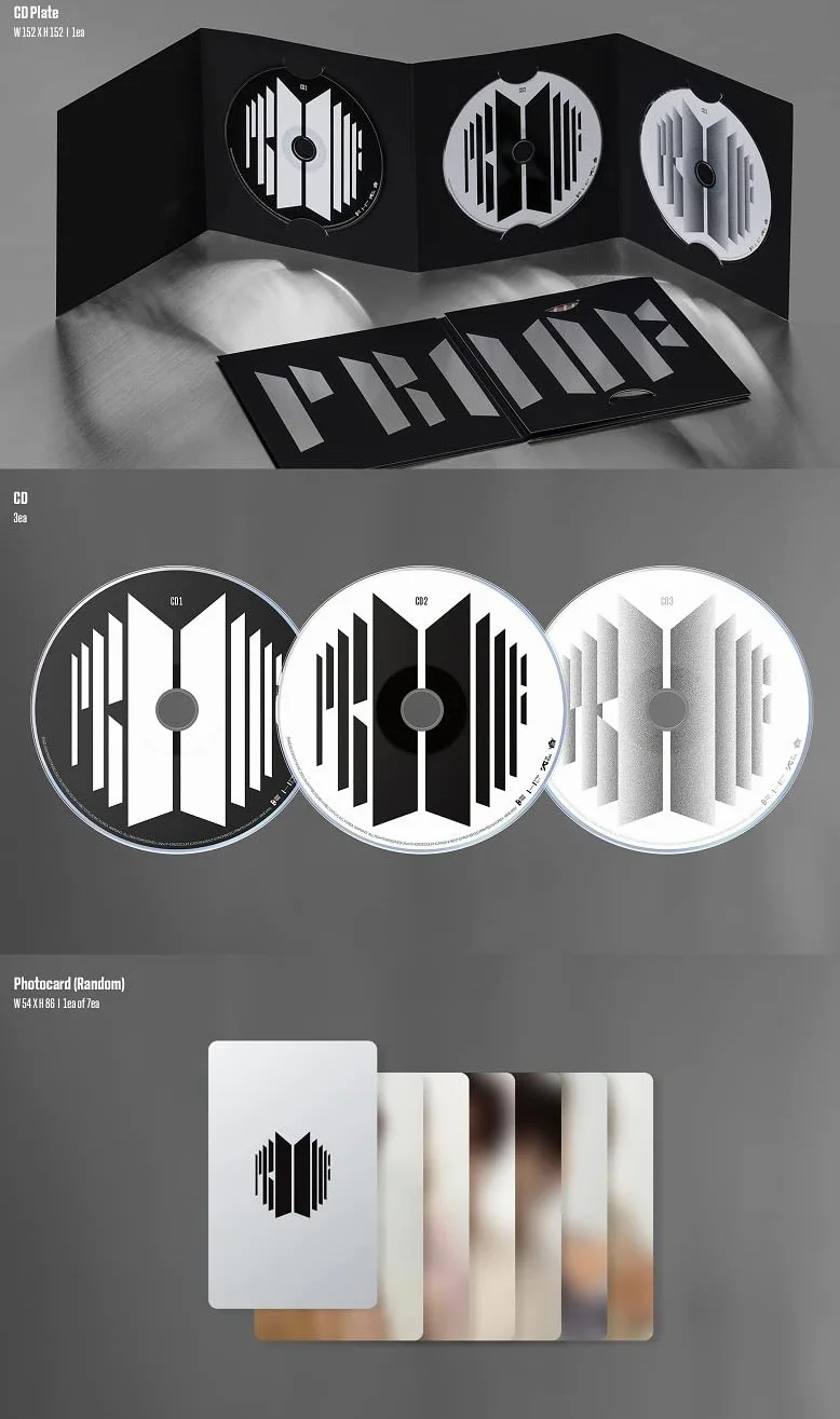 Big Hit Entertainment BTS - PROOF [COMPACT EDITION] Anthology Album3 CDs+Booklet+CD Plate+Photocard+Mini Poster+Discography Guide+(Photocards+1 Double-Sided+Pocket Mirror+Hologram Sticker)Nero,Argento