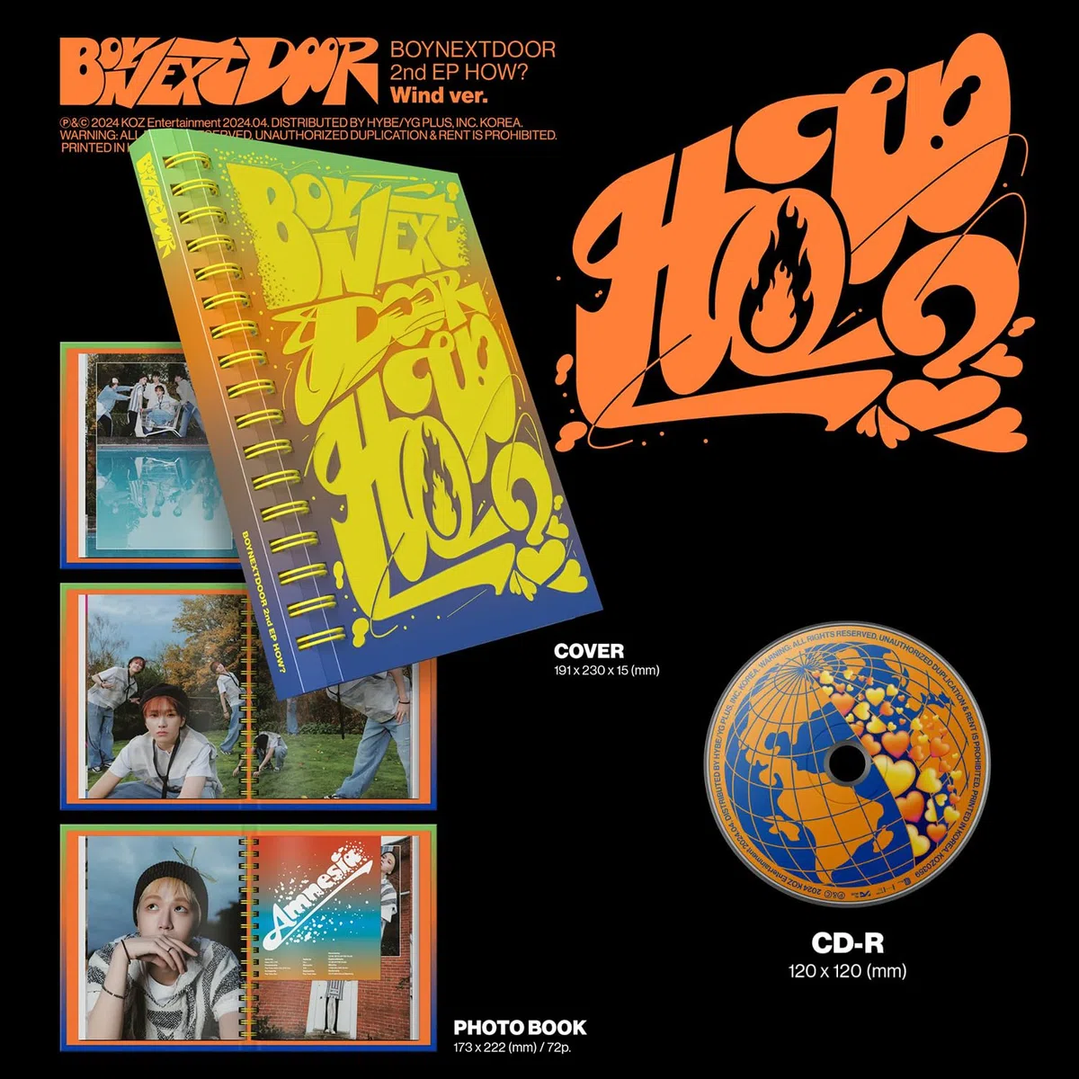 BOYNEXTDOOR - 2nd EP [HOW?] (Wind Ver.) Photo Book R + Photocard + Meme Card + 4-Cut Photo + Post Card + Scratch Card + Folded Poster + 3 Extra Photocards