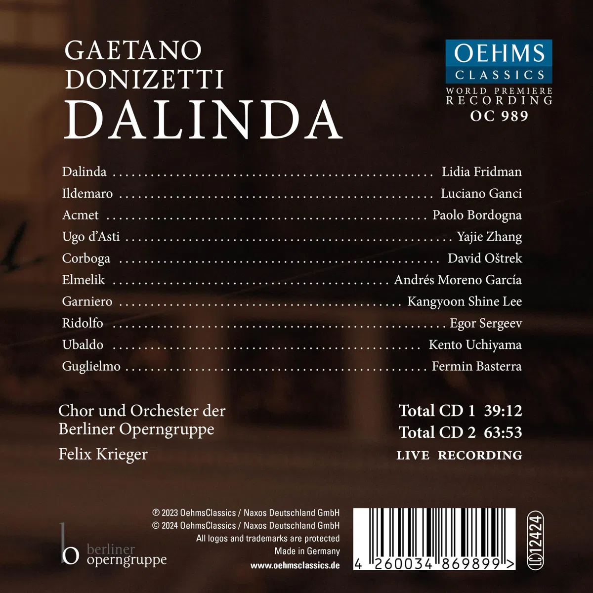 Gaetano Donizetti: Dalinda (Critical Ricordi Edition by Eleonora Di Cintio)