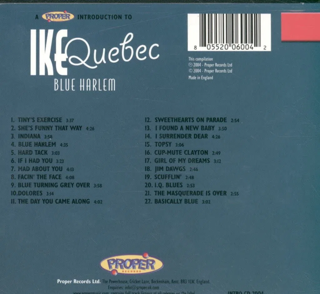 A Proper Introduction to Ike Quebec: Blue Harlem