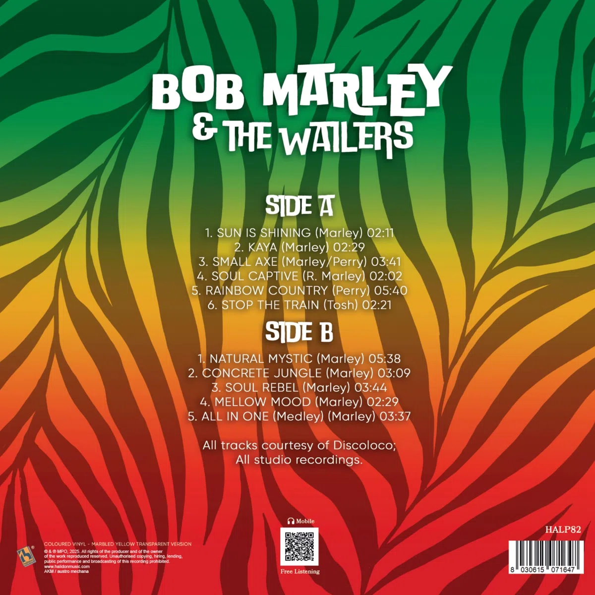 Bob Marley & The Wailers, Vinile Colorato, Giallo Marmorizzato Trasparente, Musica Reggae