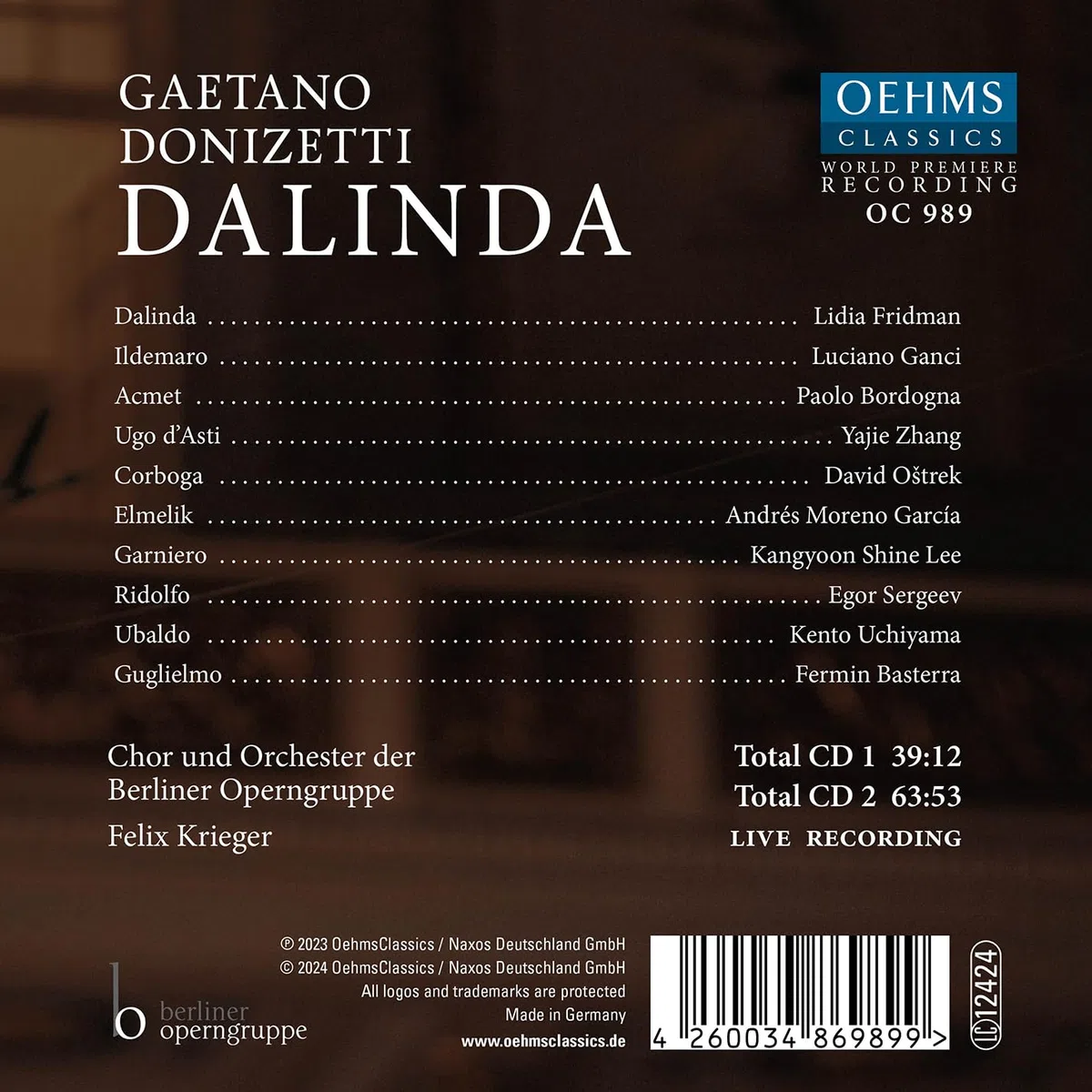 Gaetano Donizetti: Dalinda (Critical Ricordi Edition by Eleonora Di Cintio)